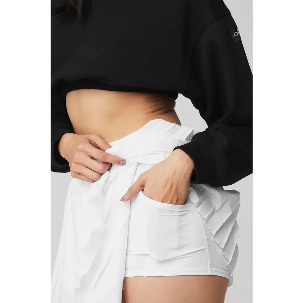 ALO Yoga White Pleated Athletic Skort
